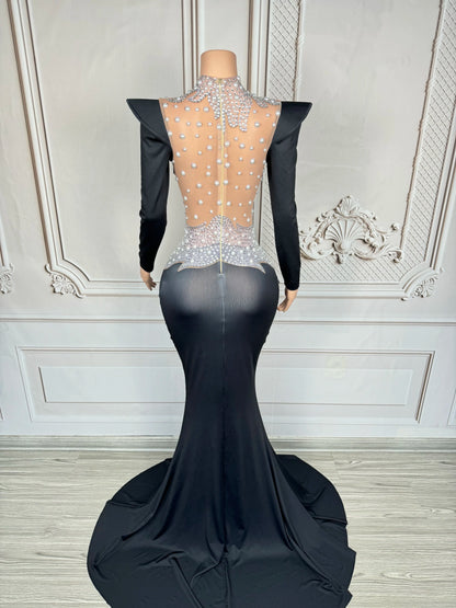 Rhinestone Floral Embroidered Mermaid Gala Gown