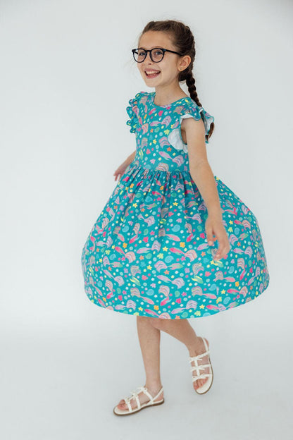 SALE Betta Blooms Flutter Sleeve Twirl Dress