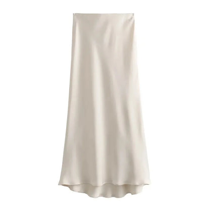 Refined Silk Midi Skirt