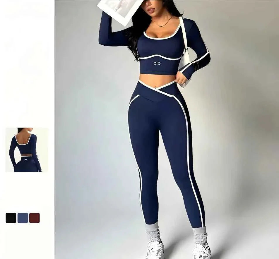 Ensemble de yoga colorblock taille en V 2026