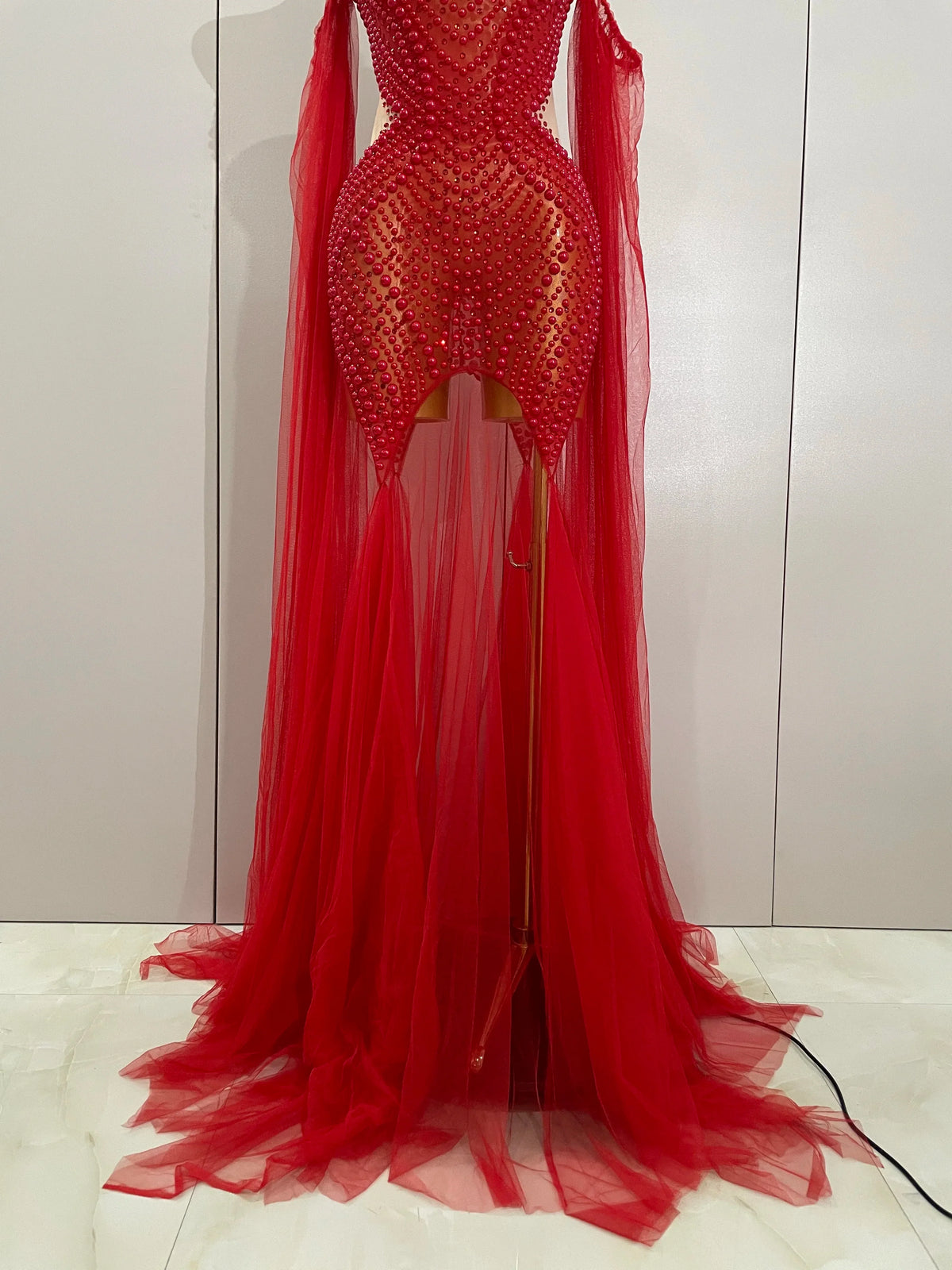 Luxury Birthday Evening Party Dress Elegant Sparkly Rhinestone Pearl Sexy Strapless Mesh Long Dress Prom Wedding Guest Gowns