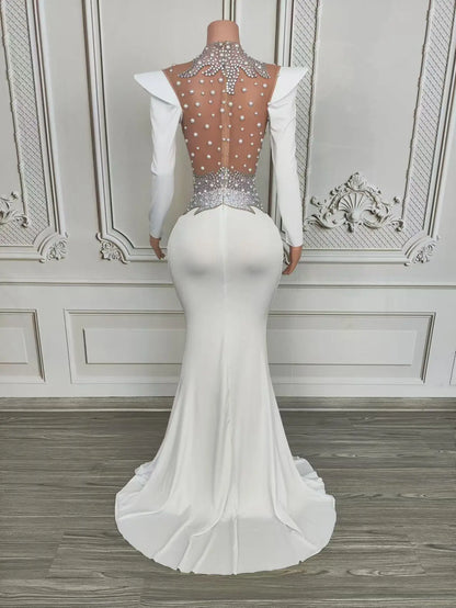 Rhinestone Floral Embroidered Mermaid Gala Gown