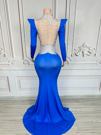 Rhinestone Floral Embroidered Mermaid Gala Gown