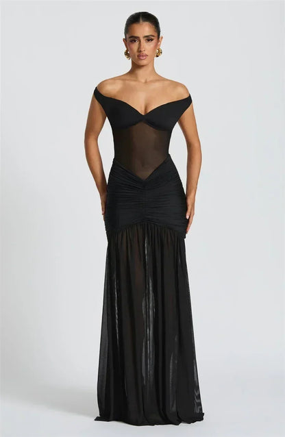 Mozision Off-shoulder Backless Sexy Maxi Dress Women Gown Halter Sleeveless Backless Thigh High Split Club Party Long Dress