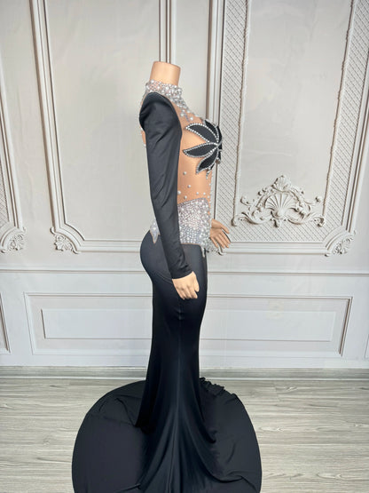 Rhinestone Floral Embroidered Mermaid Gala Gown