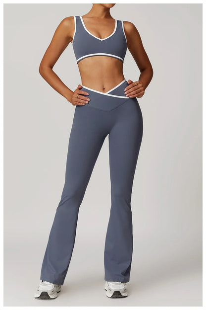 Yoga Set 2 Pieces Workout Outfits Fitness Sportswear Gym Tracksuit High Waist Leggings Sports Bra Athletic Wear Women Clothes