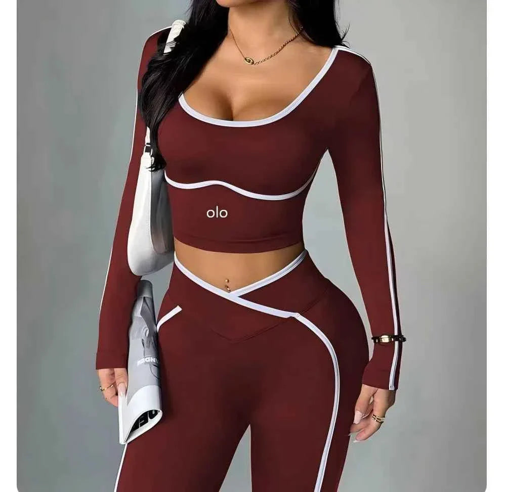 Ensemble de yoga colorblock taille en V 2026