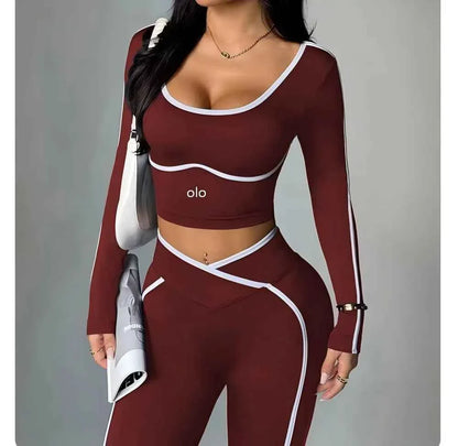 Ensemble de yoga colorblock taille en V 2026
