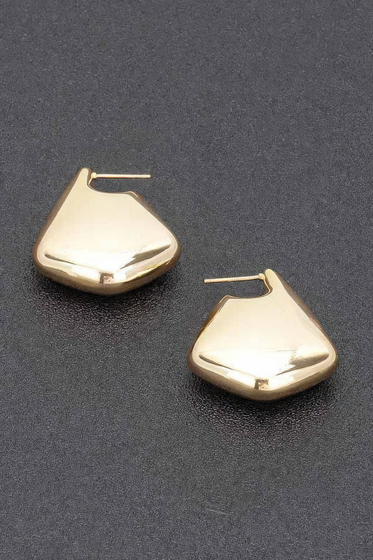 Gold plated metal triangle earrings for women