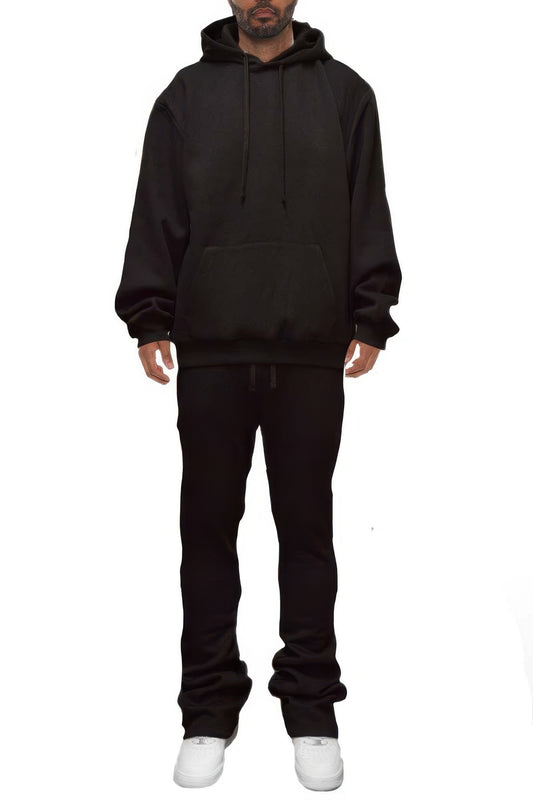 Men's solid stacked flared track set with matching jacket and pants