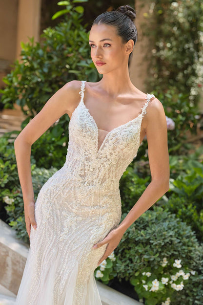 Andrea & Leo WL066 Fit and Flare Deep Illusion Wedding Gown