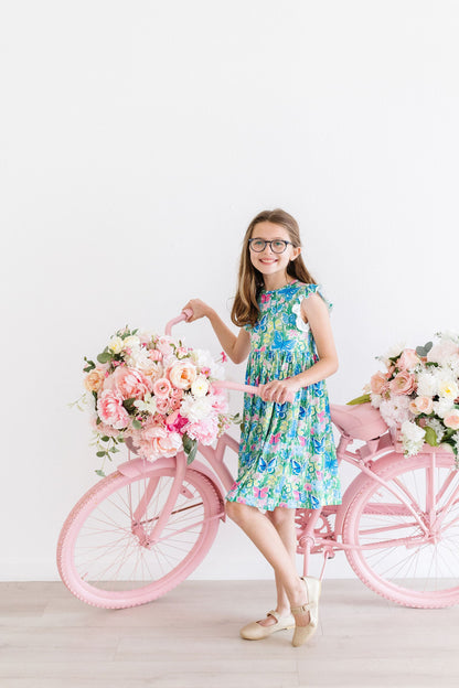 Watercolor Butterflies Flutter Sleeve Twirl Dress