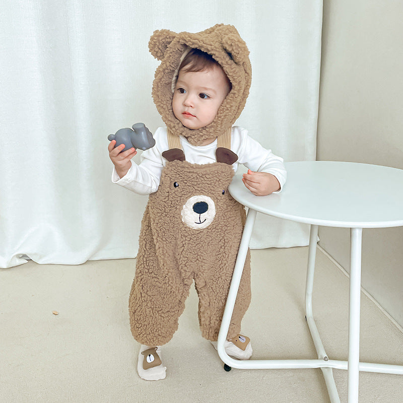 Beary Cute - Baby Suspender Pants & Hat Set