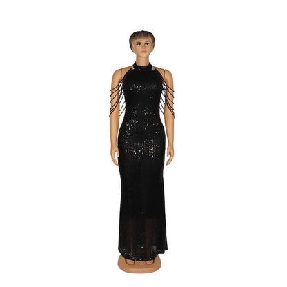 Beaded Sequin Mermaid Evening Gown