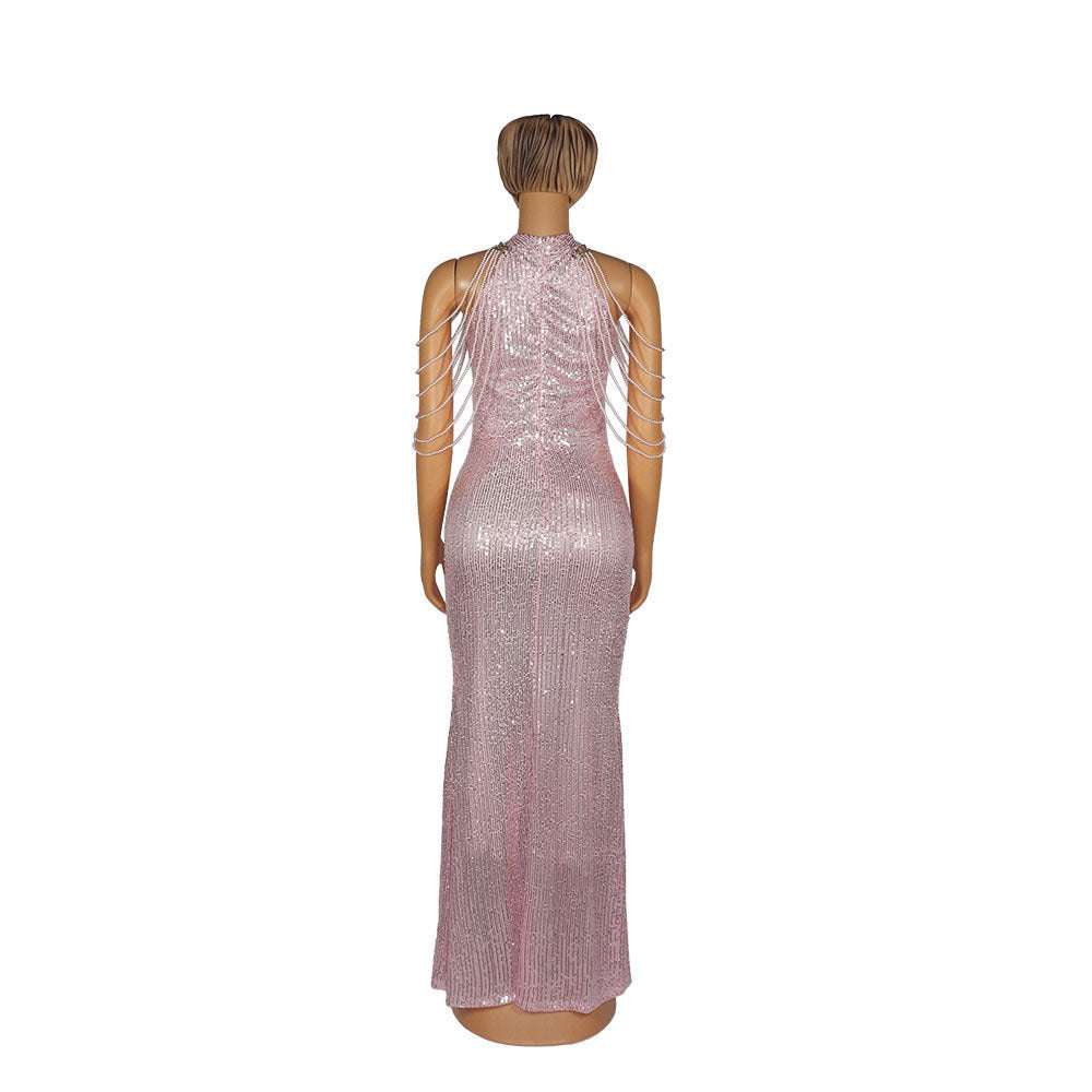 Beaded Sequin Mermaid Evening Gown