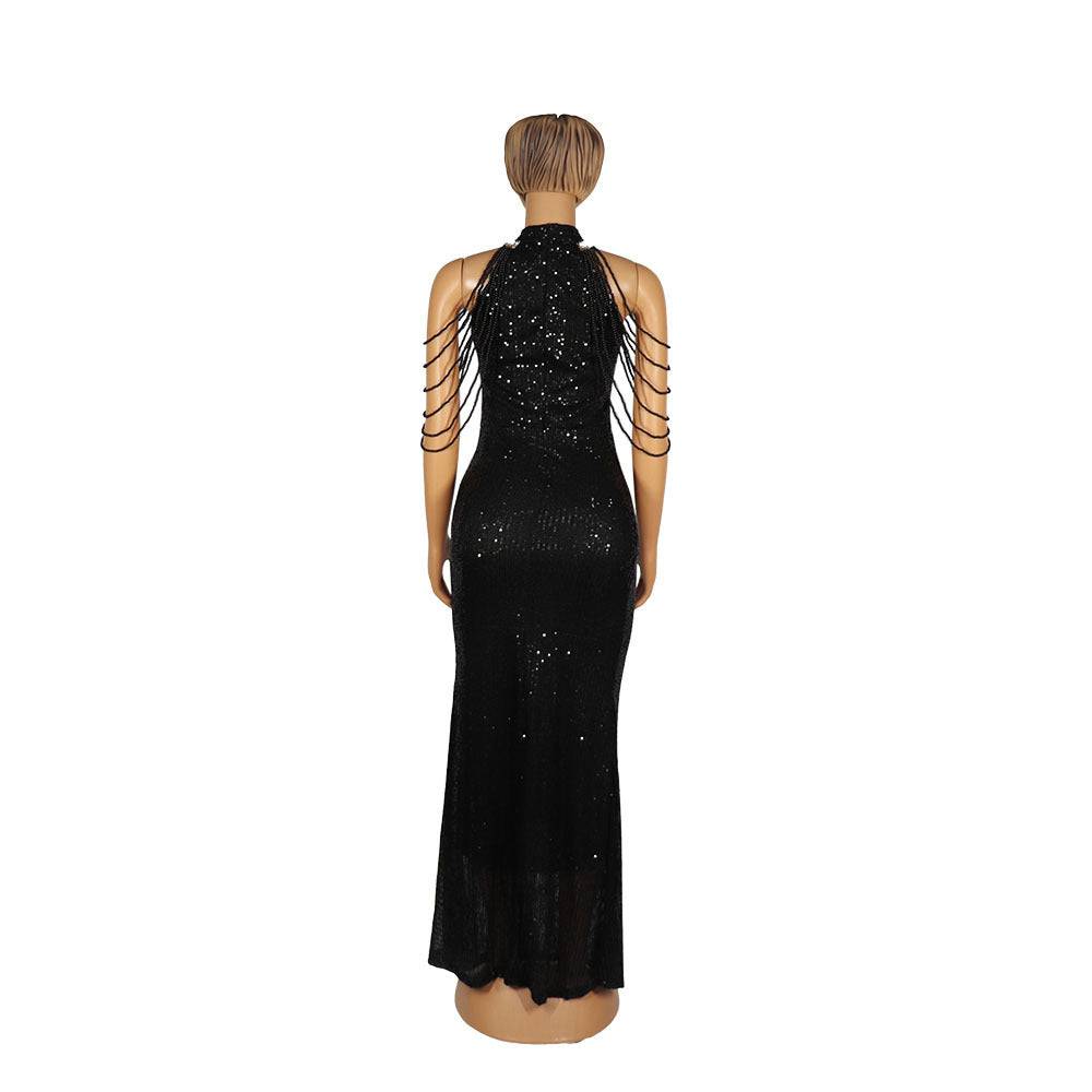Beaded Sequin Mermaid Evening Gown