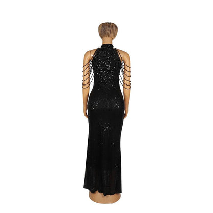 Beaded Sequin Mermaid Evening Gown