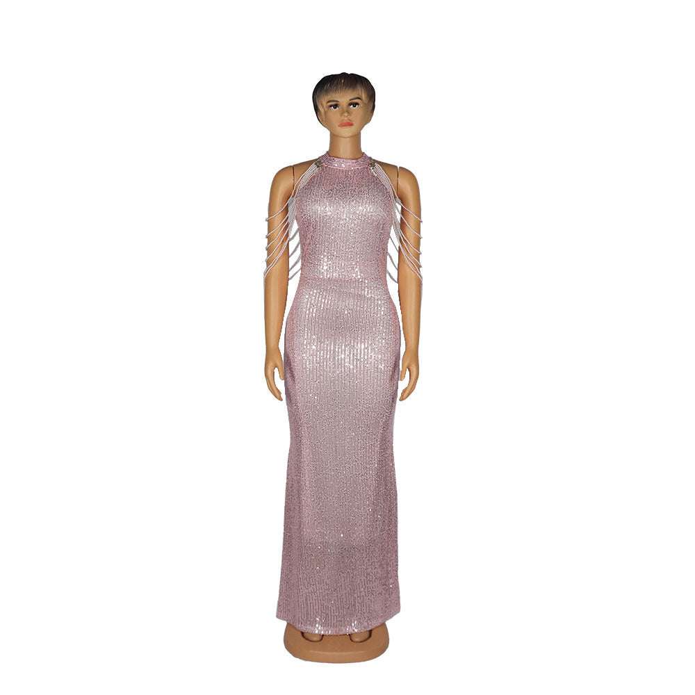 Beaded Sequin Mermaid Evening Gown
