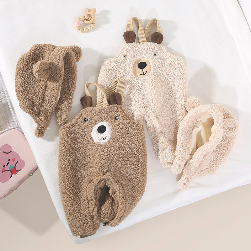 Beary Cute - Baby Suspender Pants & Hat Set