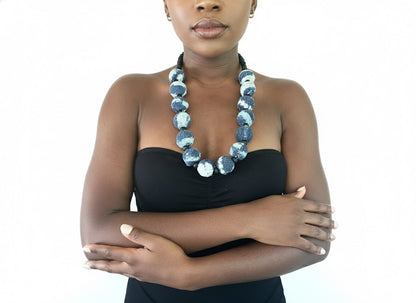 African Handcrafted Tribal Necklace – vibrant cloth and bead jewelry inspired by traditional African craftsmanship