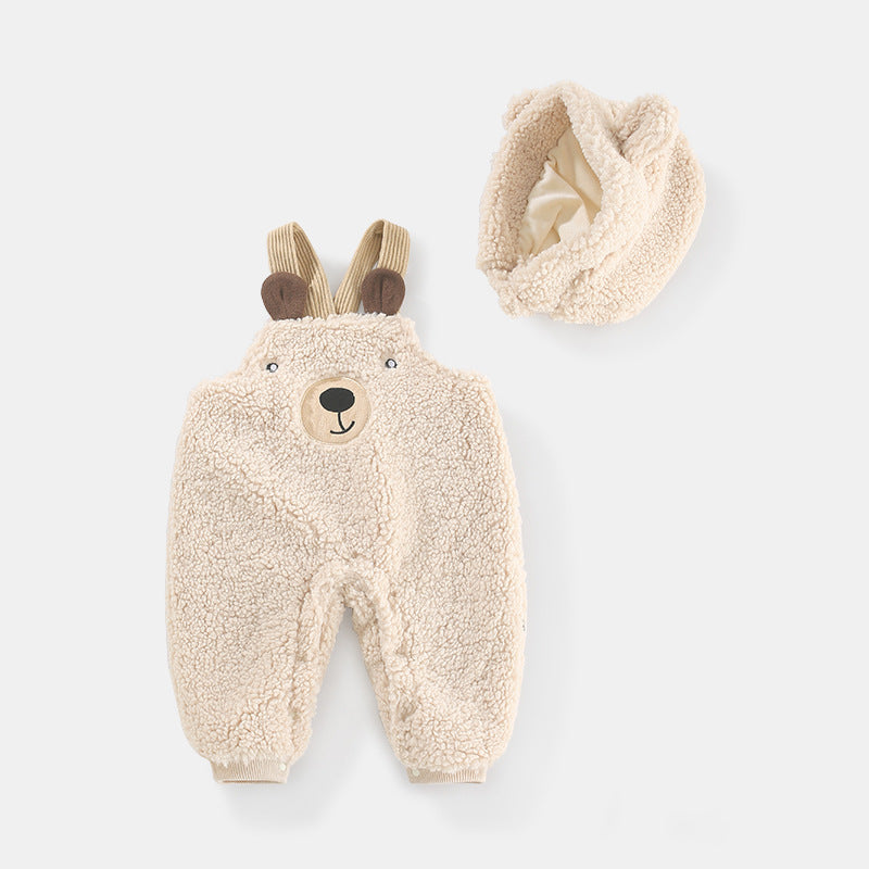 Beary Cute - Baby Suspender Pants & Hat Set