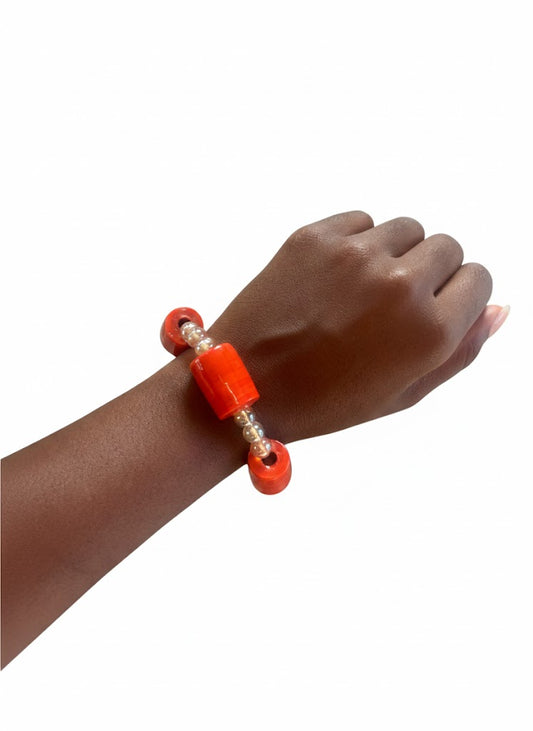 West African Coral Bead Bracelet – handcrafted African bead jewelry