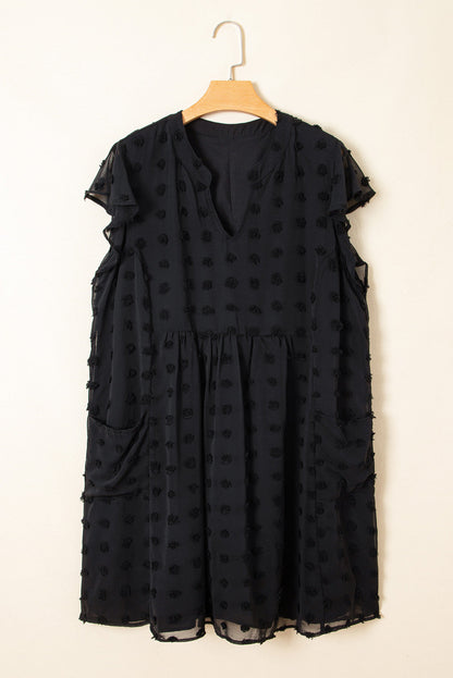 Lilith Plus Size Dotty Textured Ruffled Dress