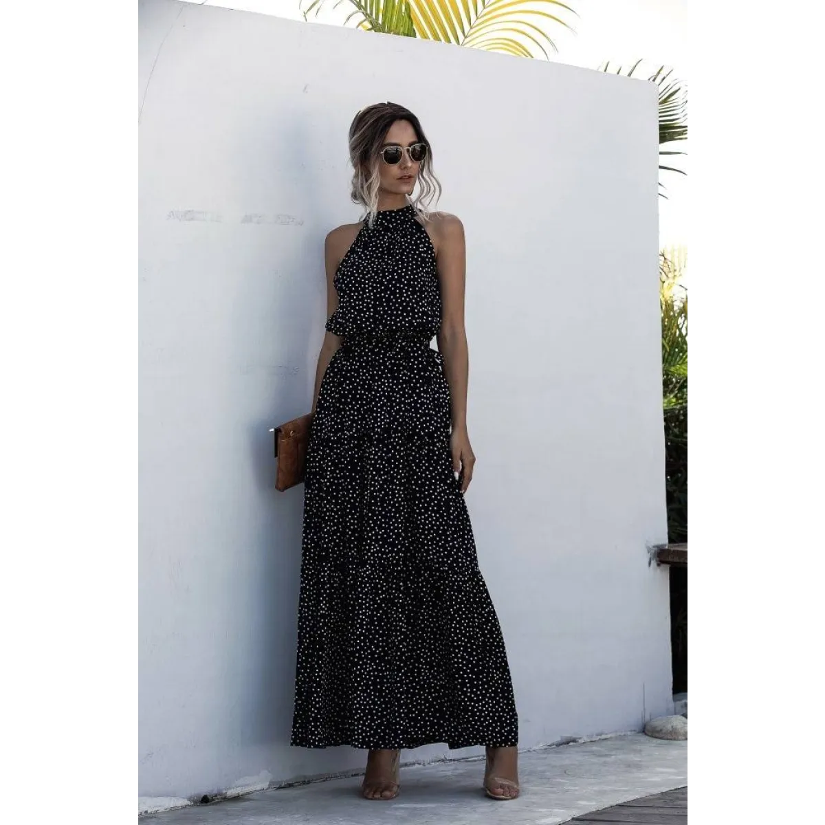 Floral Flowy Halter Dress