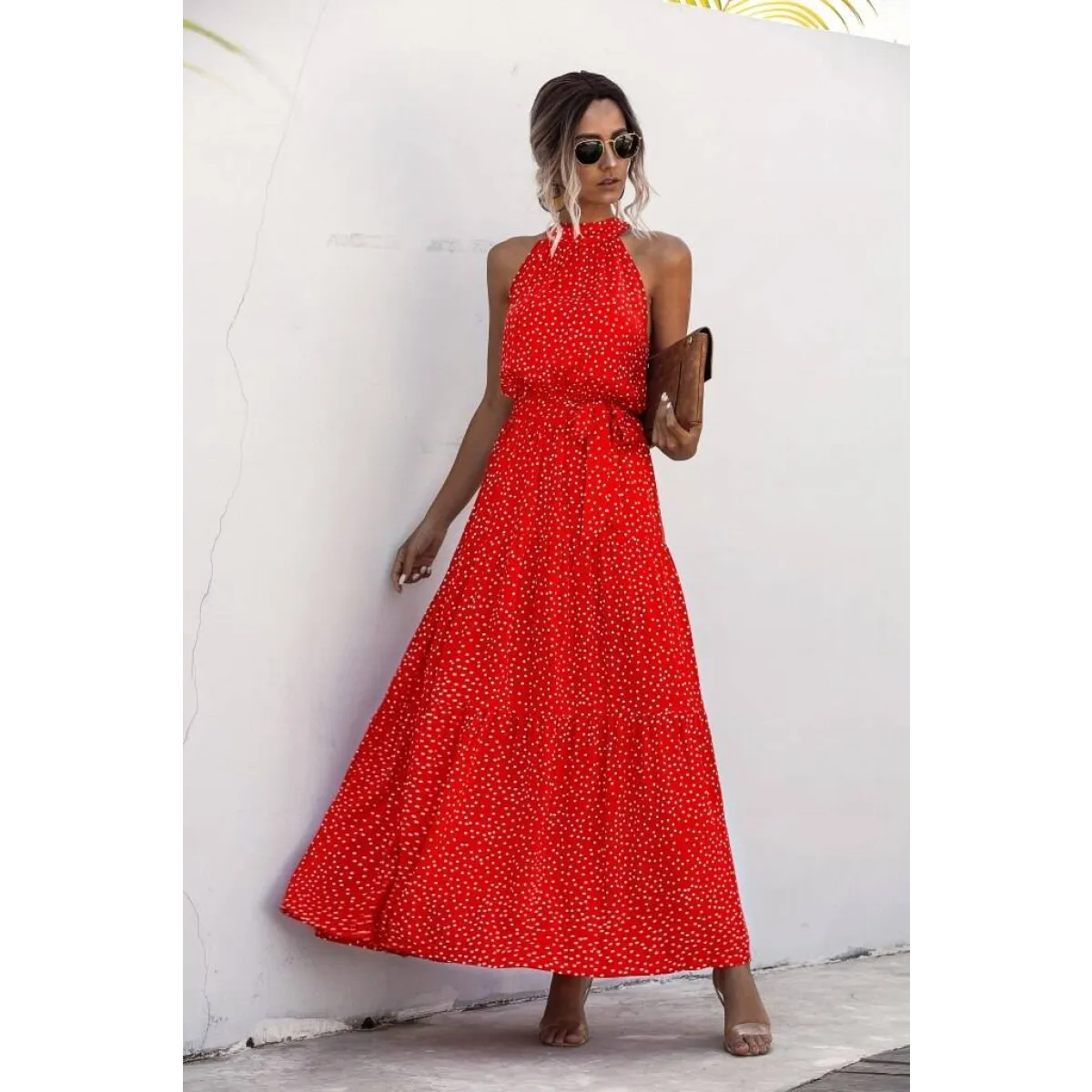 Floral Flowy Halter Dress