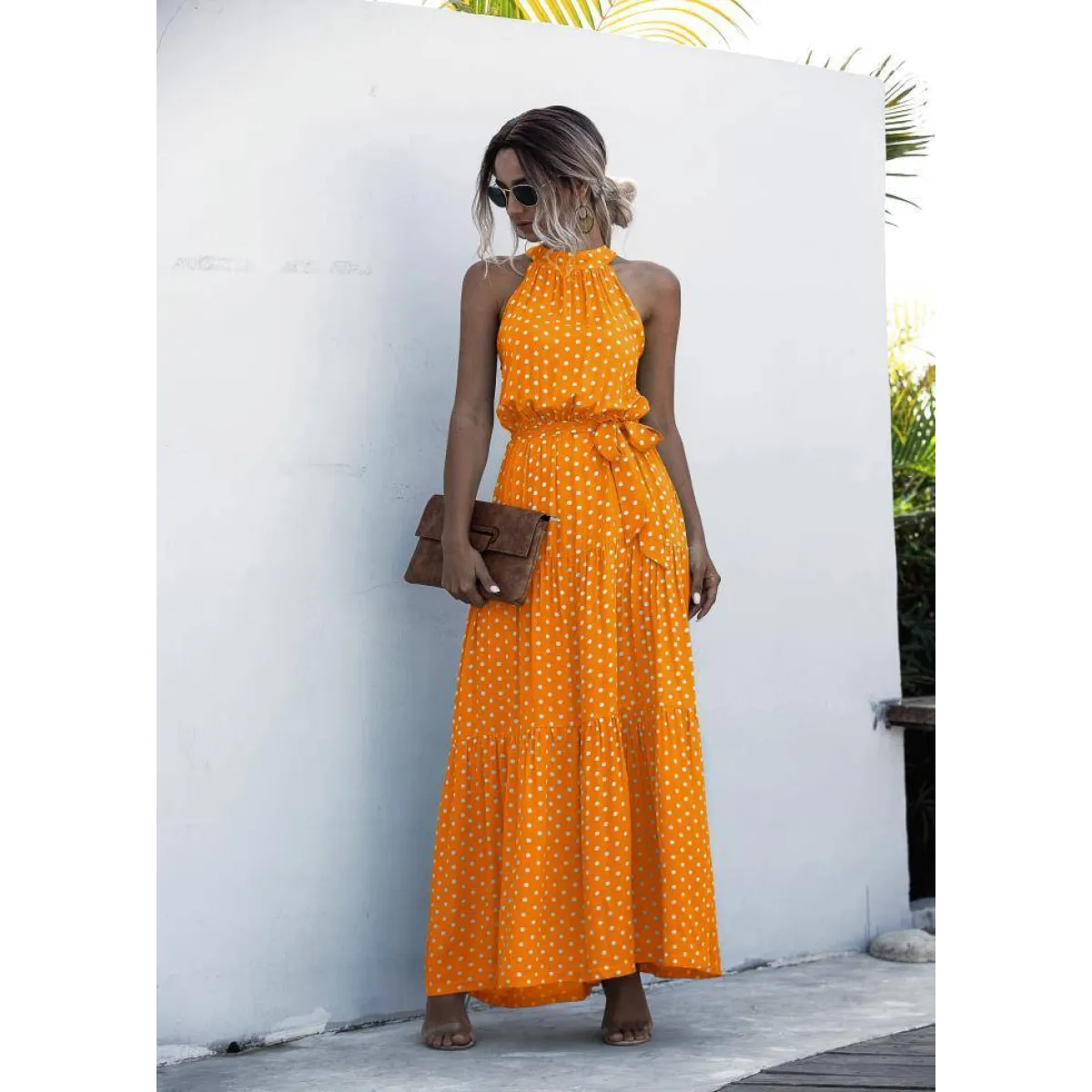 Floral Flowy Halter Dress