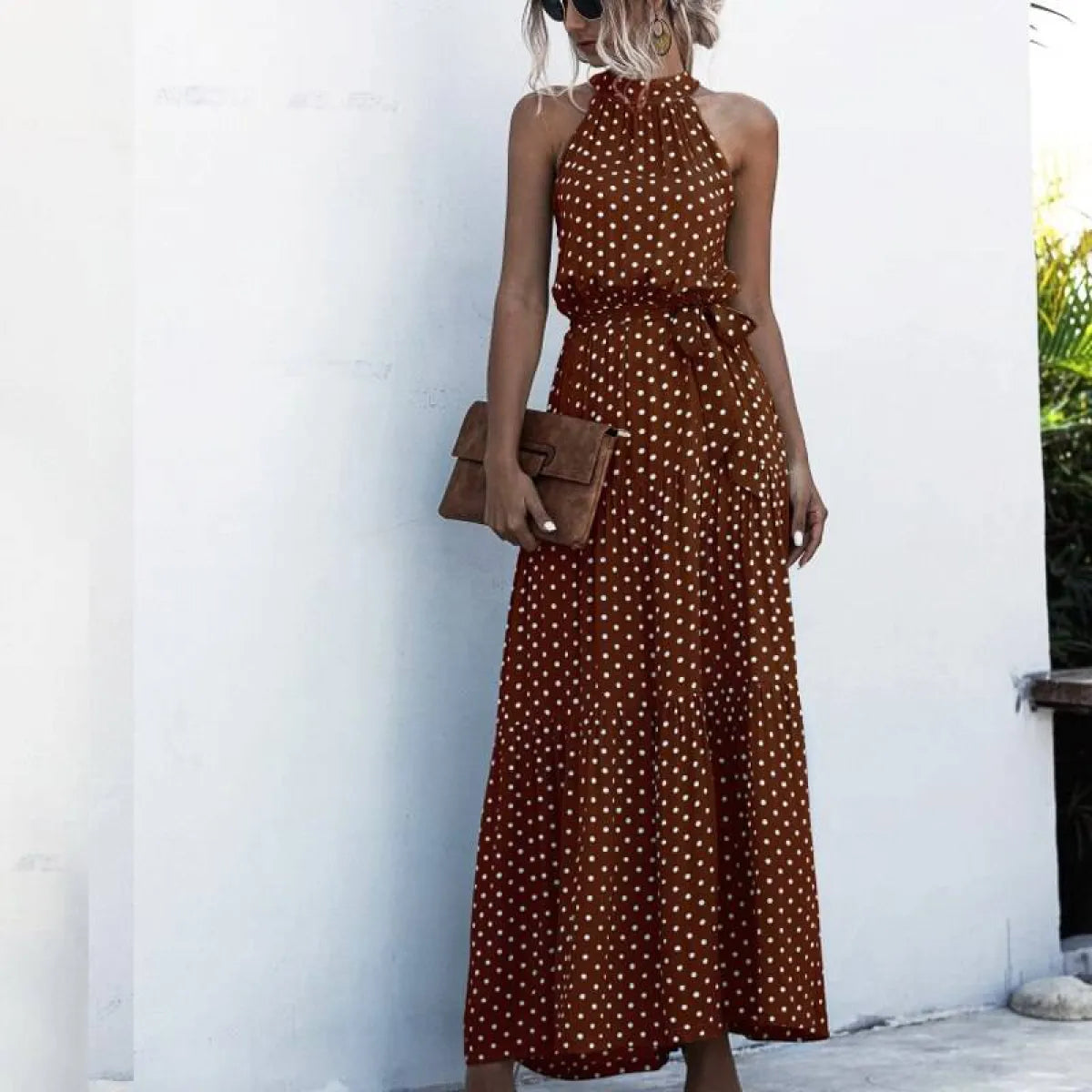 Floral Flowy Halter Dress