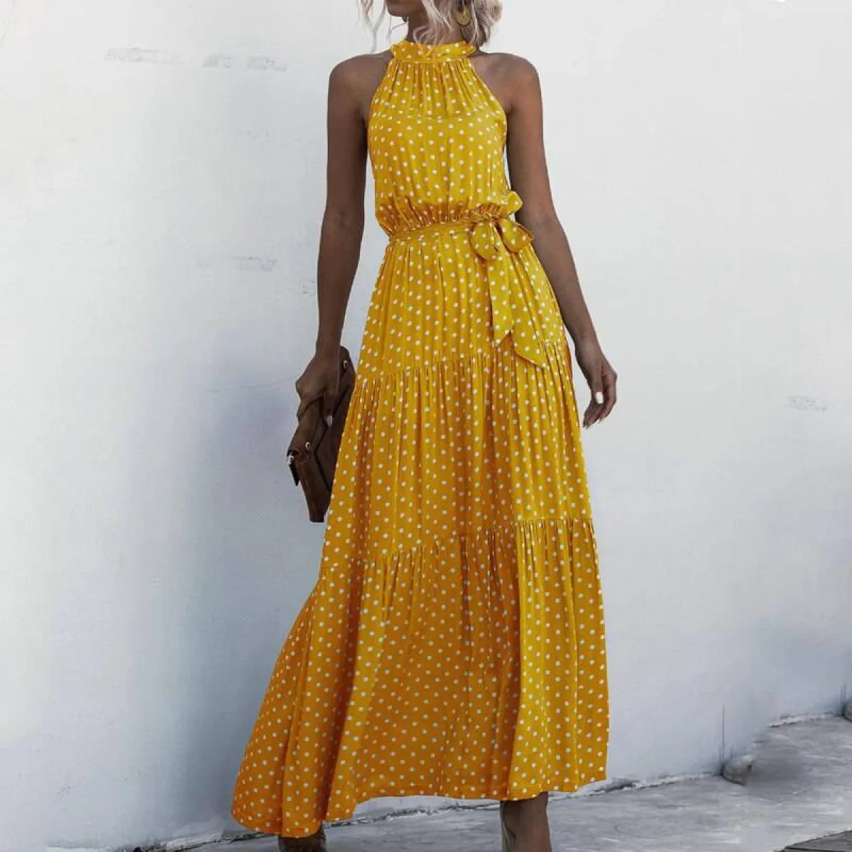Floral Flowy Halter Dress