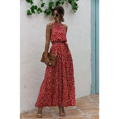 Floral Flowy Halter Dress