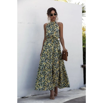 Floral Flowy Halter Dress