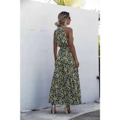 Floral Flowy Halter Dress