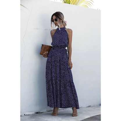 Floral Flowy Halter Dress