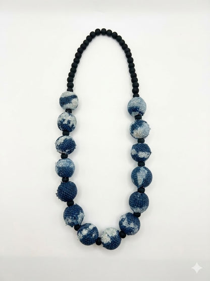African Handcrafted Tribal Necklace – vibrant cloth and bead jewelry inspired by traditional African craftsmanship