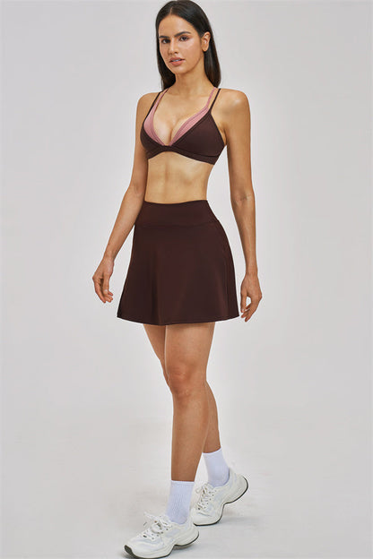 The Seraphine Layered V Sports Bra Skirt 2-Piece Set