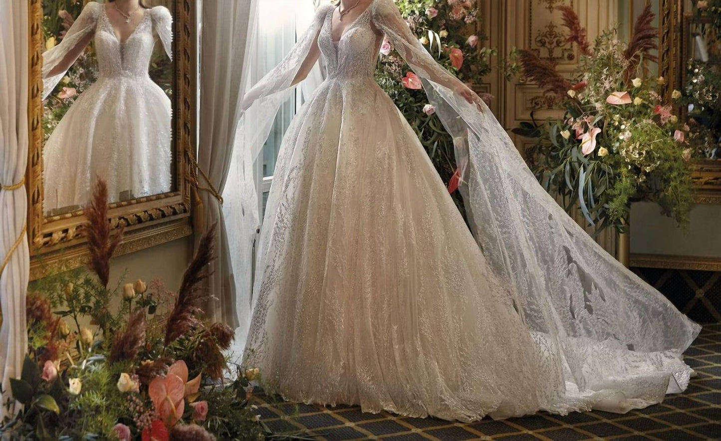Thora Embroidered Lace Wedding Gown