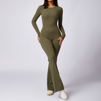 Leisure Horn Long Sleeve Yoga Jumpsuit Tight Quick-drying Sports Workout