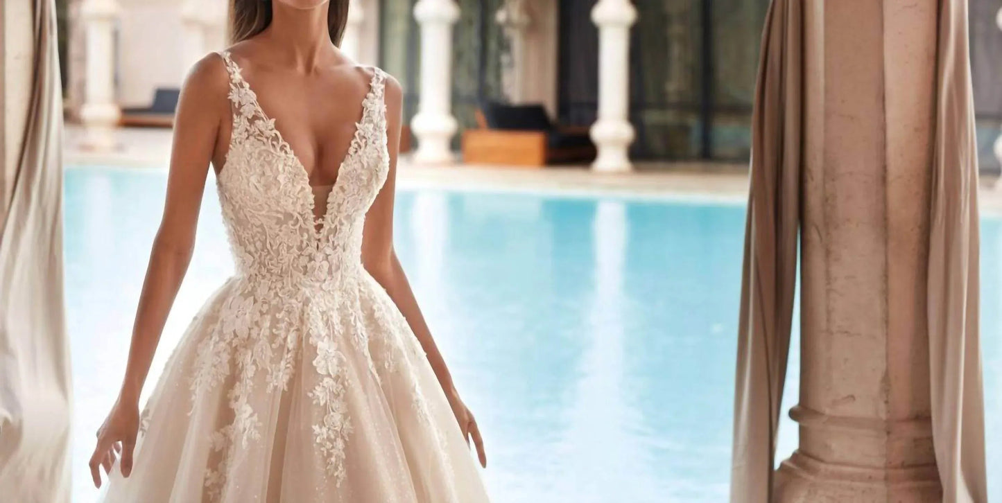 Beaded Lace Tulle Gown