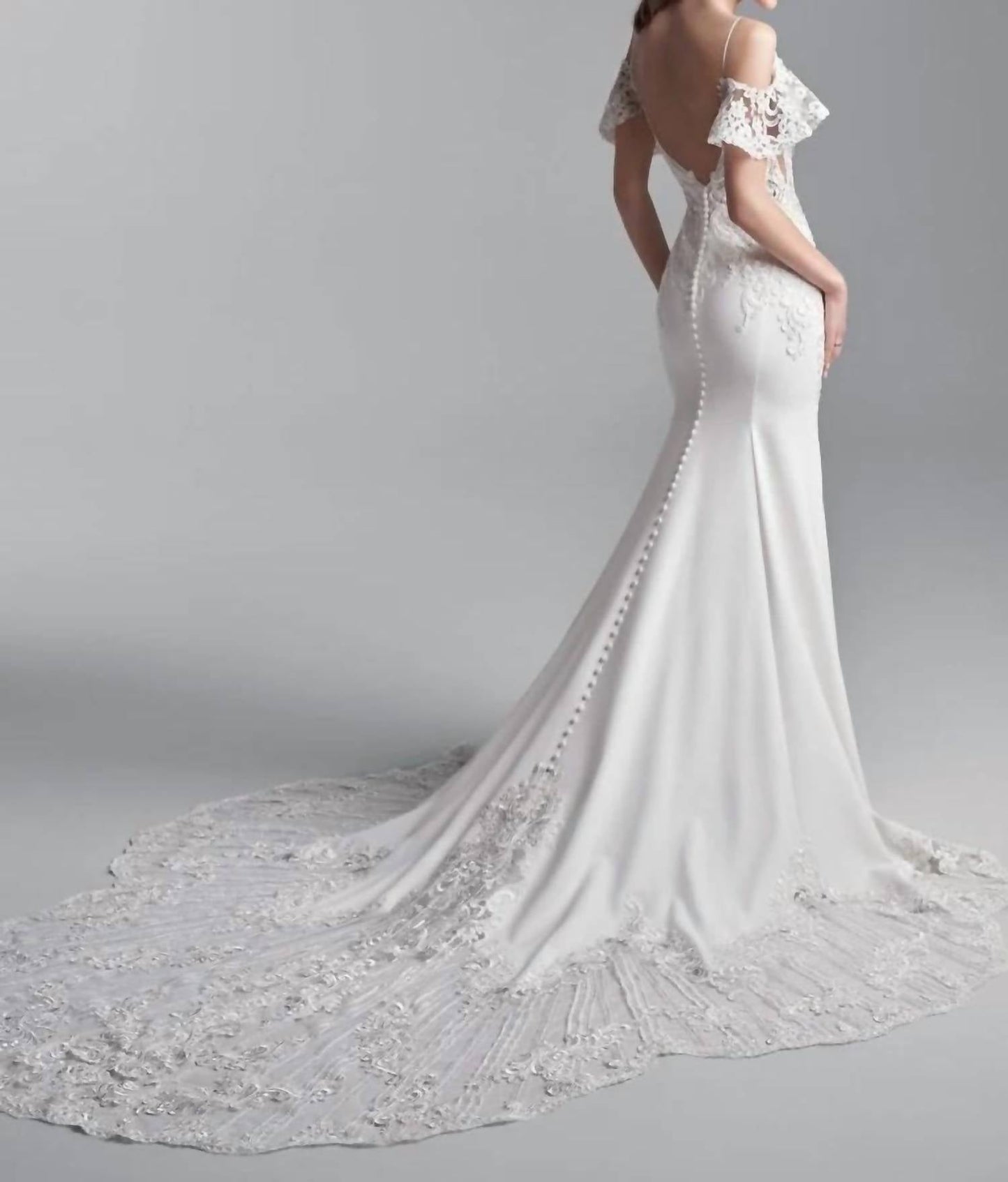 Bracken V Neck Lace Sleeve Wedding Dress