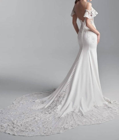 Bracken V Neck Lace Sleeve Wedding Dress