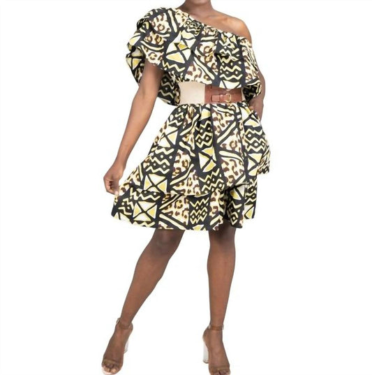 African Print One-shoulder Dress