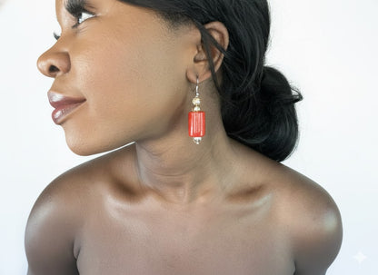 West African Coral Beads Earrings – handcrafted African coral bead jewelry