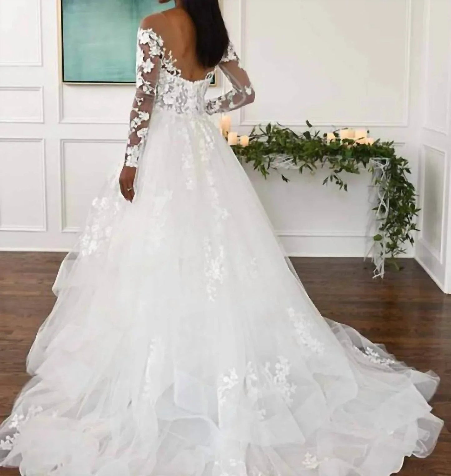 Off-shoulder Lace Wedding Gown