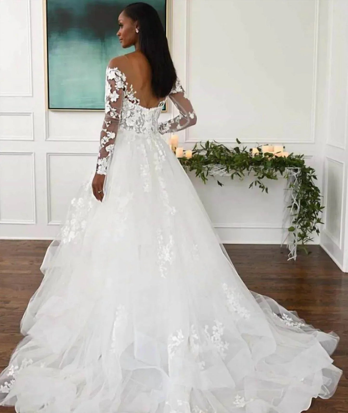 Off-shoulder Lace Wedding Gown