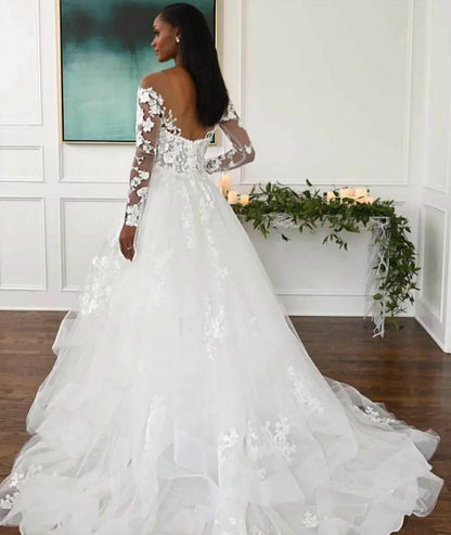 Off-shoulder Lace Wedding Gown