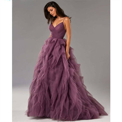 Ruffle Dream Floor-Length Evening Gown