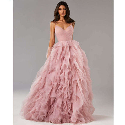 Ruffle Dream Floor-Length Evening Gown